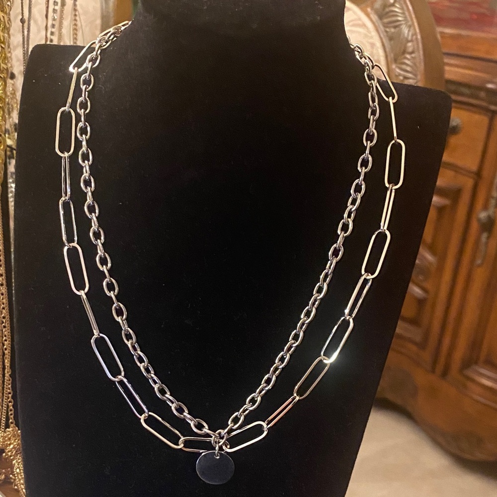 Time and Tru Silver Double Chain Necklace